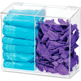 Bulk PPE Dispenser, 2 Compartments, 12"W x 10-5/8"D x 6-1/2"H, Clear