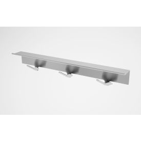 Wall Mount Coat Hook Strip, 30"W x 3-11/16"D x 5-1/4"H, Silver with Clear Coat Finish
