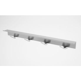 Wall Mount Coat Hook Strip, 40"W x 3-11/16"D x 5-1/4"H, Silver with Clear Coat Finish