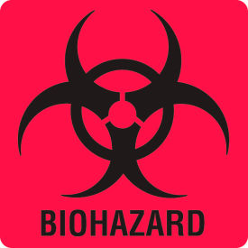 Biohazard Labels, 6" x 6", Red