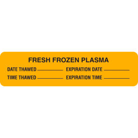 Fresh Frozen Plasma Label, 3-1/2" x 7/8", Fluorescent Orange, 1000 Labels