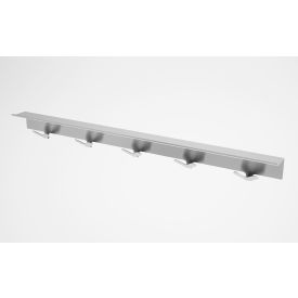 Wall Mount Coat Hook Strip, 50"W x 3-11/16"D x 5-1/4"H, Silver with Clear Coat Finish
