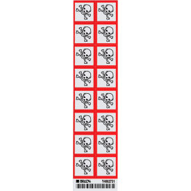 Vinyl GHS Severe Toxic Labels, 1" x 1", White/Black/Red, 16/Pack