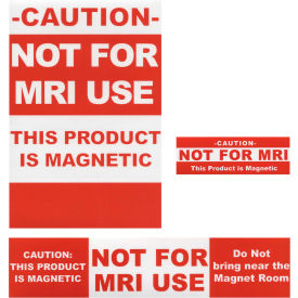 MRI Caution Labels, Red, 25/Pack