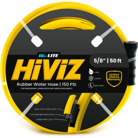 HiViZ Premium Rubber Water Hose, 5/8"Dia. x 50'L, Yellow