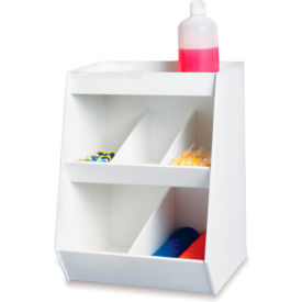 Fixed Benchtop Organizer with 5 Bins & 1 Shelf, 12"W x 10"D x 16"H, White