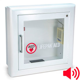 Semi-Recessed AED Wall Cabinet with Alarm, 3" Trim