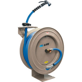 HD Retractable Water Hose Reel, 6' Lead-In Hose, Spray Nozzle, 5/8" x 100', Cream