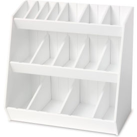 Adjustable Benchtop Organizer with 16 Bins, 12"W x 7-15/16"D x 12"H, White