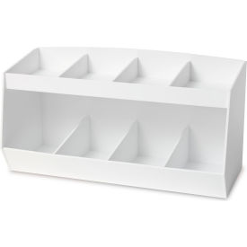 Fixed Benchtop Organizer with 8 Bins, 24"W x 10"D x 12"H, White