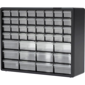 Plastic Storage Cabinet, 44 Drawers, 20"W x 6-3/8"D x 15-7/8"H, Black