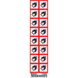 Paper GHS Flammable Labels, 1" x 1", White/Black/Red, 16/Pack