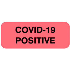 Covid Positive Labels, 5/16" x 13/16", Red, 200/Pack