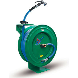 HD Retractable Rubber Water Hose Reel 3/4" x 50 with 6' Lead-In & Spray Nozzle, Green
