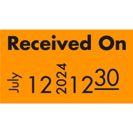 "Received On" Labels, Fluorescent Orange, 2500/Roll, 8 Rolls/Pack