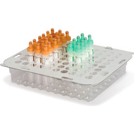 Hi-Capacity Disposable Tube Rack for 16mm, Clear/Gray, 80-Place, Pack of 10