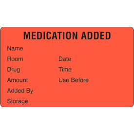 Medication Added Labels, 2-1/2" x 1-1/2", Red/Black, 1000/Pack