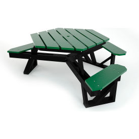 6' Hexagon Recycled Plastic Picnic Table, ADA Compliant, Green