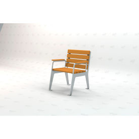 Plaza Recycled Plastic Patio Chair, Silver Frame, Cedar Slats