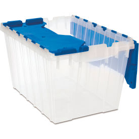12 Gallon KeepBox Attached Lid Container, 21-1/2"L x 15"W x 12-1/2"H, Clear/Blue