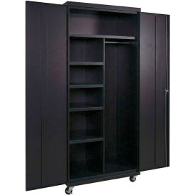 Commercial Mobile Combination Cabinet, 36"W x 24"D x 78"H, 20 Gauge, Black