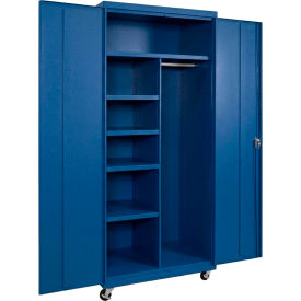 Commercial Mobile Combination Cabinet, 36"W x 24"D x 66"H, 20 Gauge, Blue