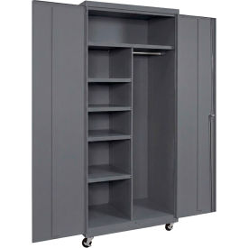 Commercial Mobile Combination Cabinet, 36"W x 24"D x 78"H, 20 Gauge, Charcoal