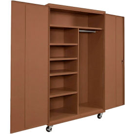 Commercial Mobile Combination Cabinet, 48"W x 24"D x 66"H, 20 Gauge, Walnut