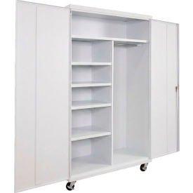 Commercial Mobile Combination Cabinet, 48"W x 24"D x 78"H, 20 Gauge, White