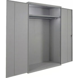 Commercial Wardrobe Cabinet, 48"W x 18"D x 78"H, 20 Gauge, Gray
