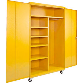 Commercial Mobile Combination Cabinet, 48"W x 24"D x 78"H, 20 Gauge, Yellow