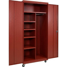 Commercial Mobile Combination Cabinet, 36"W x 24"D x 78"H, 20 Gauge, Red