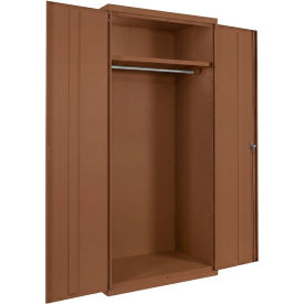 Commercial Wardrobe Cabinet, 36"W x 24"D x 72"H, 20 Gauge, Walnut