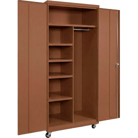 Commercial Mobile Combination Cabinet, 36"W x 24"D x 66"H, 20 Gauge, Walnut