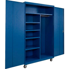 Commercial Mobile Combination Cabinet, 48"W x 24"D x 66"H, 20 Gauge, Blue