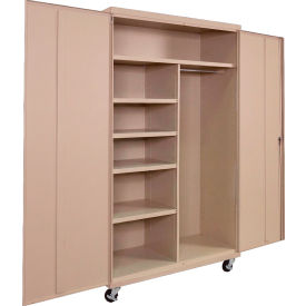 Commercial Mobile Combination Cabinet, 48"W x 24"D x 72"H, 20 Gauge, Putty