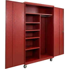 Commercial Mobile Combination Cabinet, 48"W x 24"D x 72"H, 20 Gauge, Red
