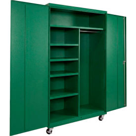 Commercial Mobile Combination Cabinet, 48"W x 24"D x 66"H, 20 Gauge, Green