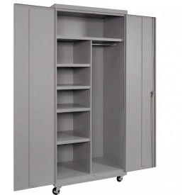 Commercial Mobile Combination Cabinet, 36"W x 24"D x 72"H, 20 Gauge, Gray