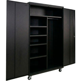 Commercial Mobile Combination Cabinet, 48"W x 24"D x 78"H, 20 Gauge, Black