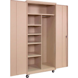 Commercial Mobile Combination Cabinet, 36"W x 24"D x 72"H, 20 Gauge, Putty