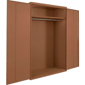 Commercial Wardrobe Cabinet, 48"W x 18"D x 72"H, 20 Gauge, Walnut