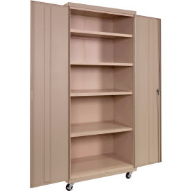 Commercial Mobile Storage Cabinet, 20 Gauge, 36"W x 24"D x 72"H, Putty
