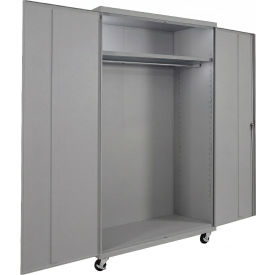 Commercial Mobile Wardrobe Cabinet, 48"W x 24"D x 72"H, Gray