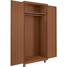 Commercial Mobile Wardrobe Cabinet, 36"W x 24"D x 72"H, Walnut