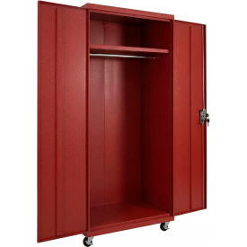 Commercial Mobile Wardrobe Cabinet, 36"W x 24"D x 72"H, Red