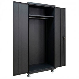 Commercial Mobile Wardrobe Cabinet, 36"W x 24"D x 78"H, Black