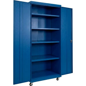 Commercial Mobile Storage Cabinet, 20 Gauge, 36"W x 24"D x 78"H, Blue