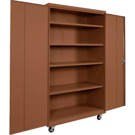 Commercial Mobile Storage Cabinet, 20 Gauge, 48"W x 24"D x 66"H, Walnut