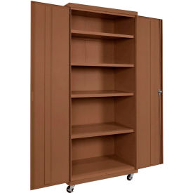 Commercial Mobile Storage Cabinet, 20 Gauge, 36"W x 24"D x 72"H, Walnut